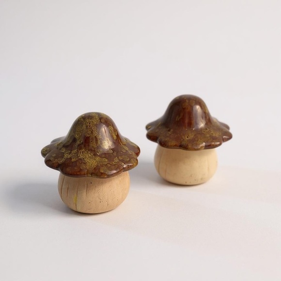 Vintage Mid Century Modern Ceramic Mushroom Sculptures - Set of 2 - Picture 4 of 11